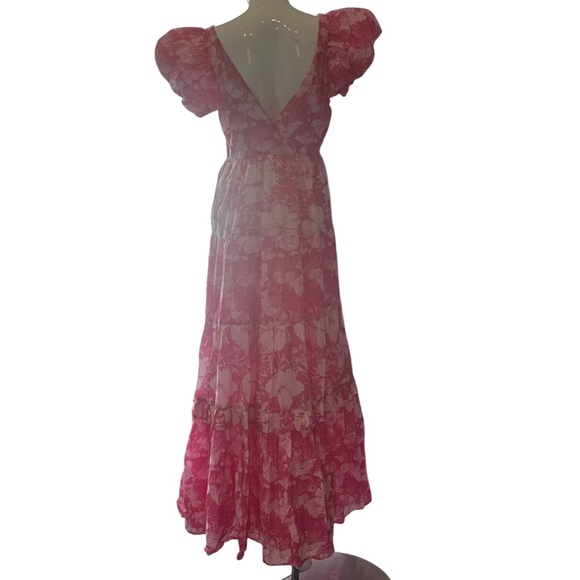 LOVESHACKFANCY Karalie Cotton & Silk Holiday Sun Fuschia Maxi Dress Size 6 - Picture 10 of 16